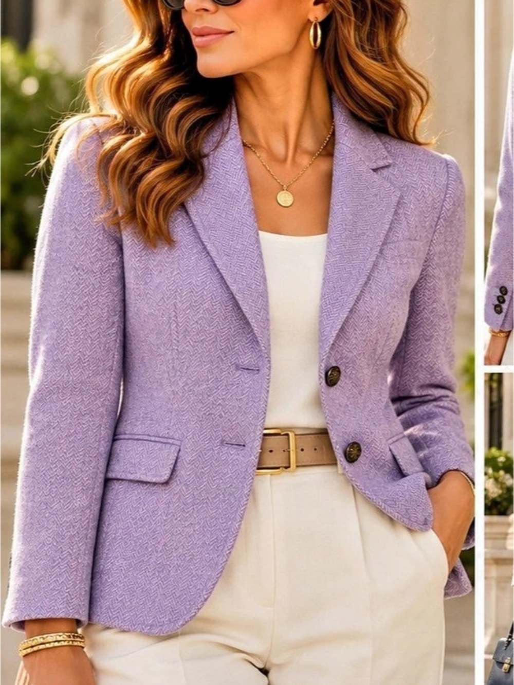 Talbots Classic Shetland Blazer - Herringbone Purple 6P